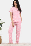 Zivame Joyful Jingles Knit Cotton Pyjama Set - Candy Pink — thumbnail 2